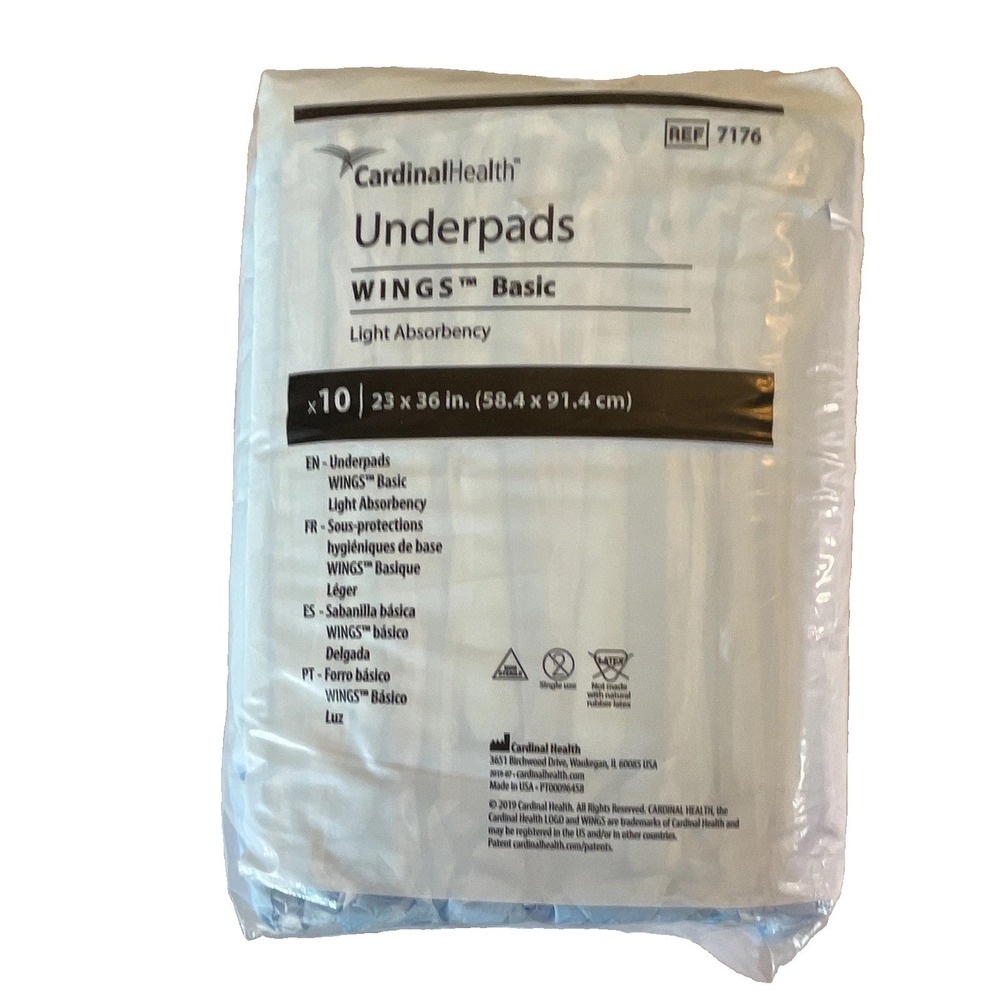 2 Pack Cardinal Health Wings Basic Underpads 23x36 Light Absorbency 20 Ct 7176